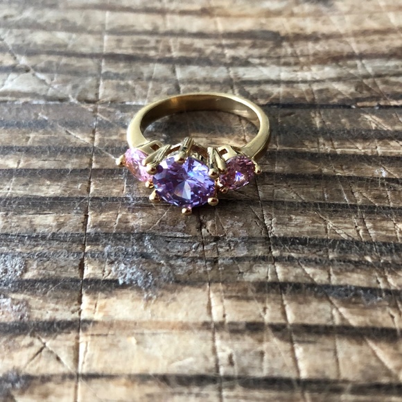 Purple and Pink Gold Plated Ring - Picture 2 of 4